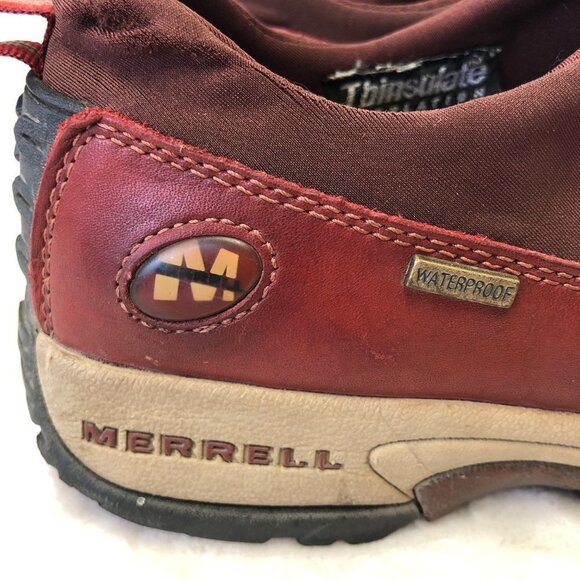 Merrell Polar Moc Red Leather Thinsulation Waterproof Slip On Loafers Size 8.5 - Picture 6 of 14